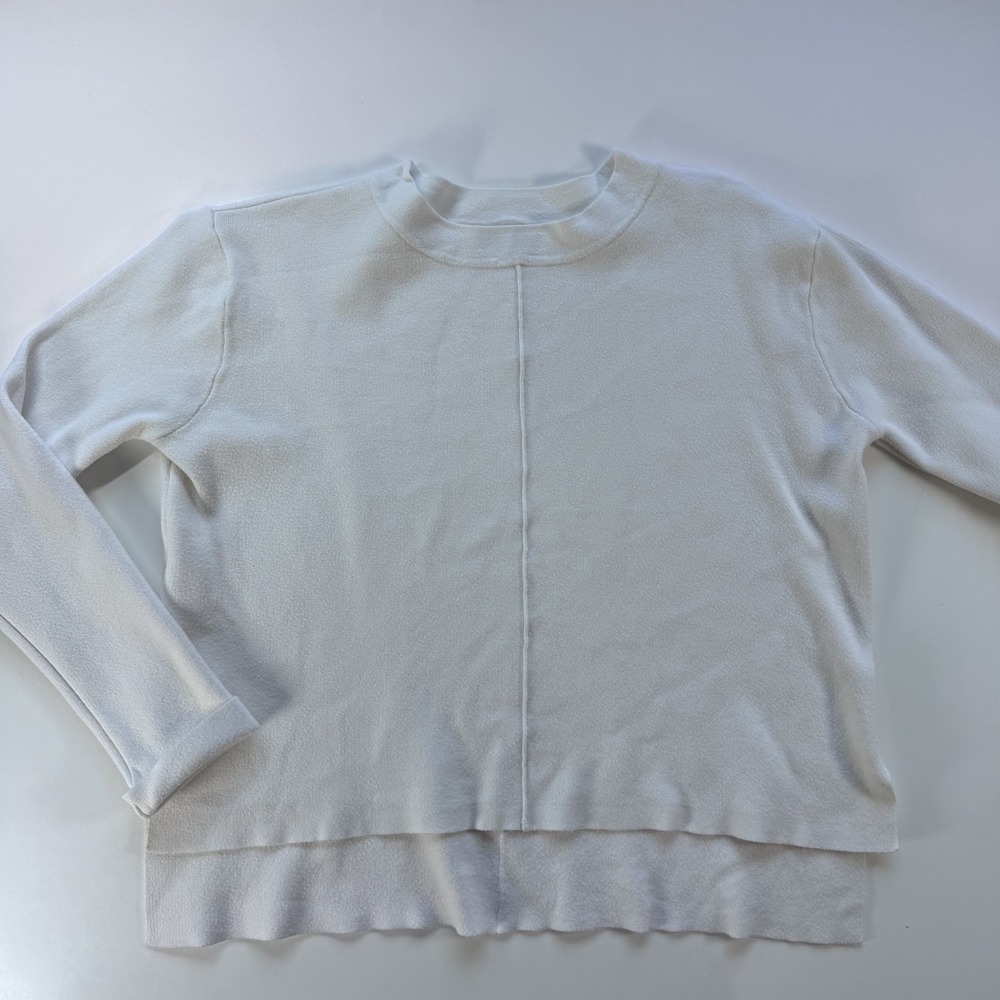ZARA White Knit Sweatshirt Vertical Seam Womens Medium
